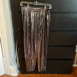 Silver Metallic Joggers